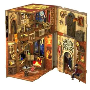 Fsolis Book Nook Kit - DIY Miniature Room House Kit for Adult Activities Decorative Bookend Bookshel...