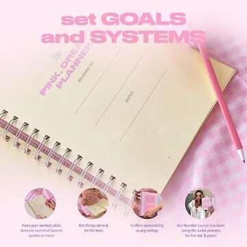 THE SKINNY CONFIDENTIAL HOT MINUTE Planner, 184 Day Journal for a Productive Morning Routine, Pink Daily Planner for Skincare Routine, Daily To Do’s, Weekly Goals, With a Spiral Spine - 7.5" x 10"