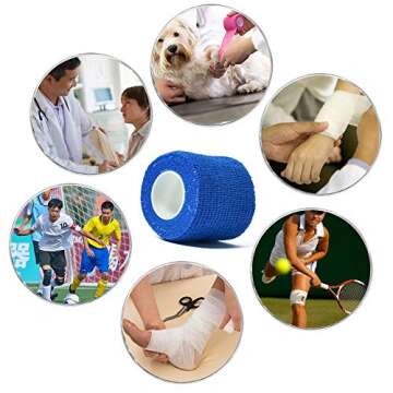 (12-Pack) 1” x 5 Yards | Self Adhesive Bandage Wrap, Kuvvfe Athletic Elastic Cohesive Bandage for ...