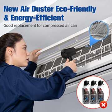 FFG Cordless Compressed Air Duster with LED Light - Portable and Powerful with 6000mAh Rechargeable Battery, 43000RPM-51000RPM for Quick and Efficient Computer and Keyboard Cleaning