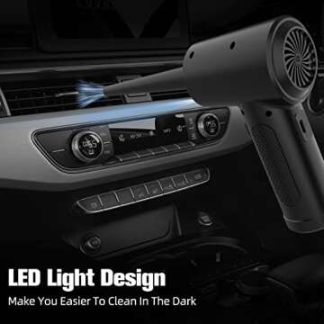 FFG Cordless Compressed Air Duster with LED Light - Portable and Powerful with 6000mAh Rechargeable Battery, 43000RPM-51000RPM for Quick and Efficient Computer and Keyboard Cleaning