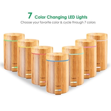 URPOWER OD-A001 Real Bamboo Essential Oil Ultrasonic Aromotherapy Cool Aroma Diffuser with Adjustable Mist Modes, Waterless Auto Shut-Off for Home Office Bedroom Living Room Study Yoga Spa