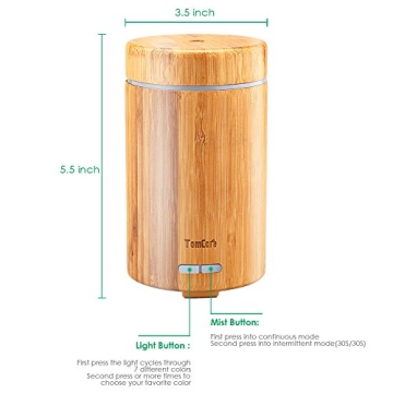 URPOWER OD-A001 Real Bamboo Essential Oil Ultrasonic Aromotherapy Cool Aroma Diffuser with Adjustable Mist Modes, Waterless Auto Shut-Off for Home Office Bedroom Living Room Study Yoga Spa