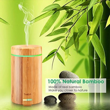 URPOWER OD-A001 Real Bamboo Essential Oil Ultrasonic Aromotherapy Cool Aroma Diffuser with Adjustable Mist Modes, Waterless Auto Shut-Off for Home Office Bedroom Living Room Study Yoga Spa