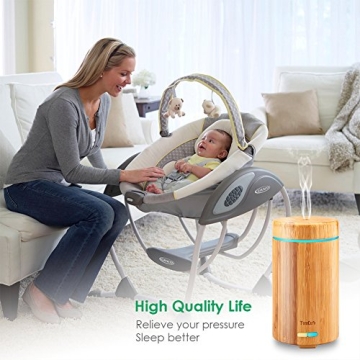 URPOWER OD-A001 Real Bamboo Essential Oil Ultrasonic Aromotherapy Cool Aroma Diffuser with Adjustable Mist Modes, Waterless Auto Shut-Off for Home Office Bedroom Living Room Study Yoga Spa