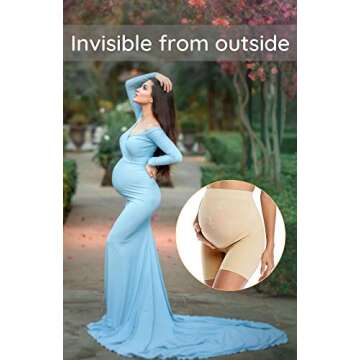 AMPOSH Women's Maternity Shapewear Seamless High Waisted Pregnancy Underwear Mid-Thigh Belly Support...