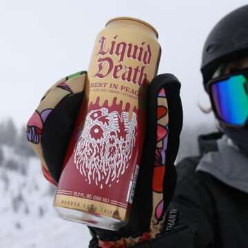 Liquid Death, Rest in Peach Iced Tea, 8-Pack (19.2oz Cans), Peach Flavored Back Tea, Low Calorie, No Artificial Sweeteners, B12 & B6 Vitamins