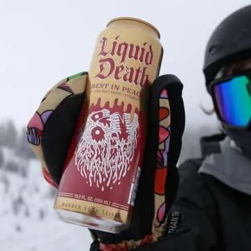 Liquid Death, Rest in Peach Iced Tea, 8-Pack (19.2oz Cans), Peach Flavored Back Tea, Low Calorie, No Artificial Sweeteners, B12 & B6 Vitamins