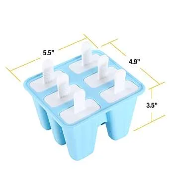 Popsicle Molds Silicone Ice Pop Mold for 6 Pieces, BPA Free, Homemade Frozen Dessert