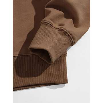 WDIRARA Men's Letter Graphic Print Round Neck Long Sleeve Sweatshirt Tops Pullovers Brown M