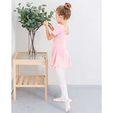 Stelle Ballet Leotards for Girls Dance Leotard with Skirt Toddler Dance Outfits Criss-Cross Back (Pink,2-3T)