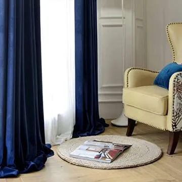 Twin Six Super Soft Blackout Velvet Curtains with 2 Pillow Case,Thermal Insulated Solid Heavy Rod Pocket Window Drapes for Living Room (Navy Blue, 52"x96",2 Panels)