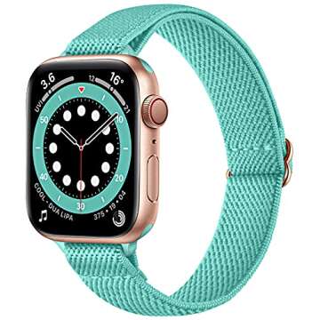 SICCIDEN Slim Stretchy Bands Compatible with Apple Watch Band 42mm 41mm 40mm 38mm, Women Elastics Ny...
