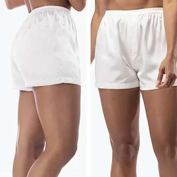 Fishers Finery Women's 100% Silk Boxer Shorts - Stylish & Comfy Ivory Sleepwear