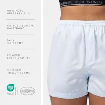 Fishers Finery 100% Silk Boxer for Women in Ivory