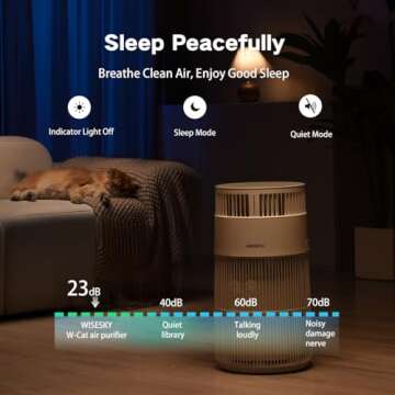 WISESKY Pet Air Purifier for Cat Hair Dust Odor