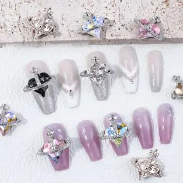 18Pcs Shiny Heart Nail Charms - DIY Nail Art Jewelry