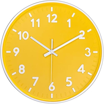 Modern Wall Clock,12 Inch 3D Number Non Ticking Silent Quartz Battery Operated Wall Clocks,Round Bri...