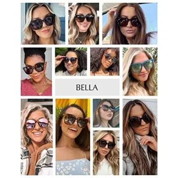 DIFF Bella Designer Oversized Square Sunglasses for Women UV400 Polarized w/giftable travel case, Black + Grey