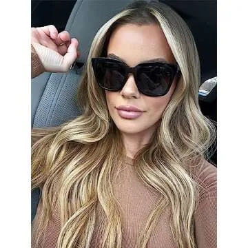 DIFF Bella Designer Oversized Square Sunglasses for Women UV400 Polarized w/giftable travel case, Black + Grey