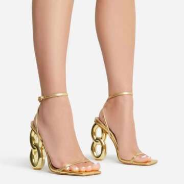 Arqa High Heels with Gold Chain for Weddings and Parties