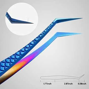 FEITA Diamond Grip Eyelash Extensions Tweezer Lash Precision Tweezers, Japanese Steel Dolphin-shaped...