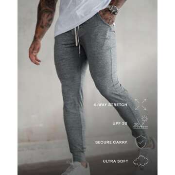 True Classic Mens Sweatpants, Mens Active Joggers Pants Black