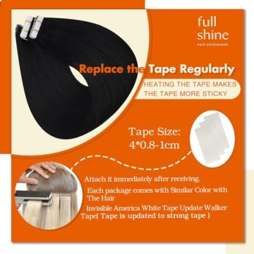 Full Shine 24-Inch Jet Black Tape-in Hair Extensions