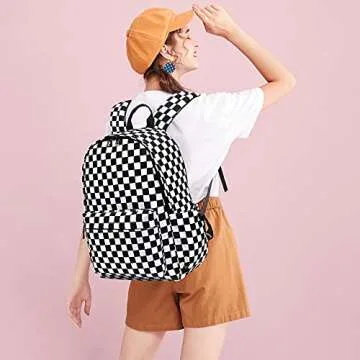 Yusudan Checkered School Backpack for Girls Women, Teens School Bags Bookbags Ladies Laptop Backpack...