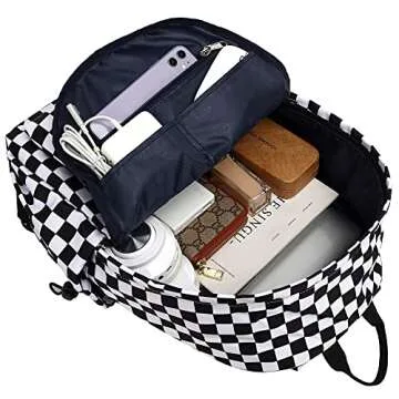 Yusudan Checkered School Backpack for Girls Women, Teens School Bags Bookbags Ladies Laptop Backpacks
