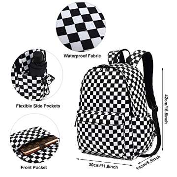 Yusudan Checkered School Backpack for Girls Women, Teens School Bags Bookbags Ladies Laptop Backpacks