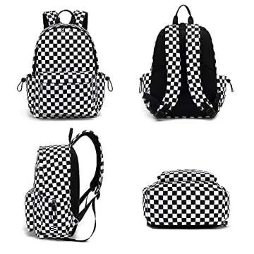 Yusudan Checkered School Backpack for Girls Women, Teens School Bags Bookbags Ladies Laptop Backpacks