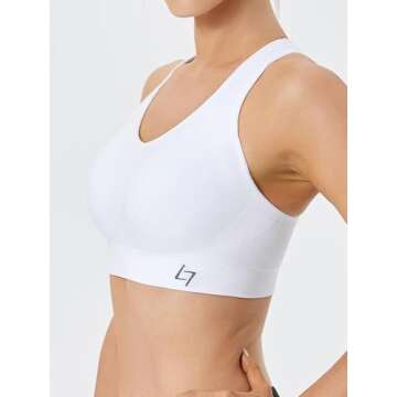 FITTIN Racerback Sports Bras for Women - Padded Seamless High Impact Support for Yoga Gym Workout Fitness White/White/White