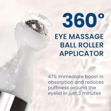 5% Caffeine 5% Retinol Eye Cream for Dark Circles, Puffiness and Bags, Hyaluronic Acid and Niacinamide Under Eye Cream Anti Aging, Eye Serum for Fine Lines, 360° Eye Massage Ball Roller