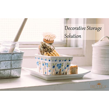 Farmhouse Ceramic Berry Basket, Colander, Farmers Market square Bowl. Rustic Kitchen decor fruit bowls, Fruit Baskets, Bleu White and Blueberry pattern Stoneware Harvest Bowls Set of 4 …