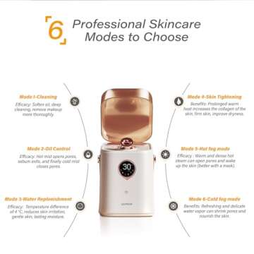 Professional 6-in-1 Facial Steamer, Loythrost Hot & Cool Aromatherapy Nano Ionic Face Steamer,Facial...