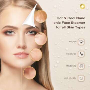 Professional 6-in-1 Facial Steamer, Loythrost Hot & Cool Aromatherapy Nano Ionic Face Steamer,Facial Kits for Women Skin Care at Home - Humidifier - Unclogs Pores - Blackheads
