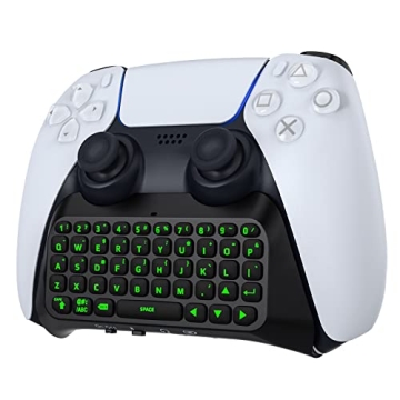MoKo Keyboard for PS5 Controller with Green Backlight, Bluetooth Wireless Mini Keypad Chatpad for Pl...