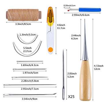 10 Pcs Upholstery Repair Kit,Curved Upholstery Hand Sewing Needles Sewing Needles with 3 Pcs Leather...