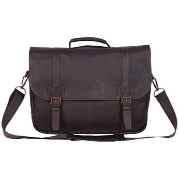Kenneth Cole REACTION Show Business 16" Colombian Leather Business Laptop Portfolio Messenger Bag, B...