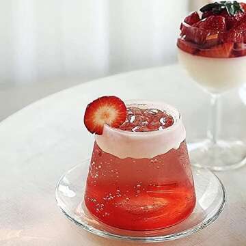 Mount Fuji Beer Glasses,2 Pcs 10 Oz Creative Drinking Glasses,Mountain Shape Wine Glasses,Bar Glassware,Dessert Cup,Ice Cream Cup,Vintage Glassware,Clear Glass Cup,Cocktails Whiskey Glasses