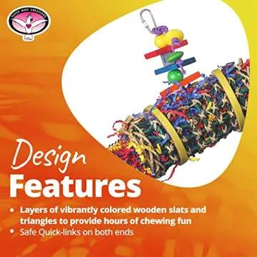 Super Bird Creations SB687 Firecracker Jr. Bird Toy - Foraging Chewing Swinging Toy for Parrots, Conures, Quakers, Pionus, Senegals - Natural Paper Shred Palm Leaves - Medium Birds, Size: 18" x 8"