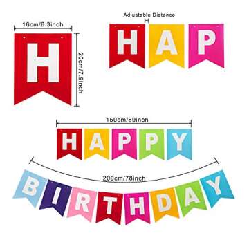 ZJHAI Rainbow Birthday Decorations for Kids Girls Women, 1pc Birthday Banner, 2pcs Rainbow Paper Gar...
