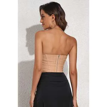 Vintage Strapless Open Back Boned Corset Crop Top