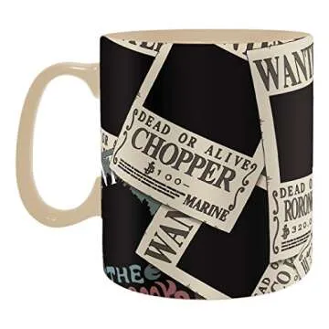 ABYstyle One Piece Straw Hat Crew Magic Heat Change Ceramic Coffee Tea Mug 16 Oz. & Absorbent Coaster Gift Set Anime Manga Drinkware 2 Pcs