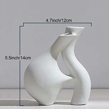 Czsycdsf White Ceramic Vase, Nordic Style Modern Minimalist Pottery Vase Rustic Home Decor Table Cen...