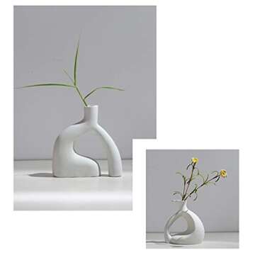 Czsycdsf White Ceramic Vase, Nordic Style Modern Minimalist Pottery Vase Rustic Home Decor Table Centerpieces Vase Ceramic Vases for Fireplace Decor Living Room Flowers Decoration, 4.7'' x 5.5''