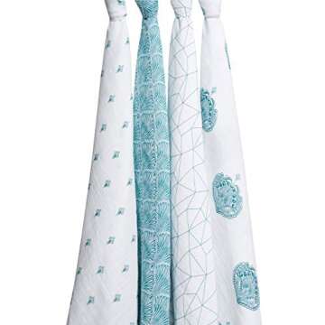 aden + anais Swaddle Blanket, Boutique Muslin Blankets for Girls & Boys, Baby Receiving Swaddles, Id...