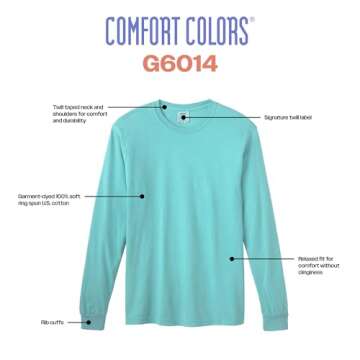 Comfort Colors Adult Long Sleeve Tee, Style G6014, Blue Jean, Large