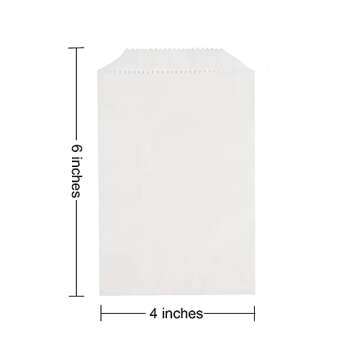 Volanic 100PCS 4X6 Inch White Paper Bags Small Flat Party Favor Bag for Bakery Cookies Sandwich Soap Packing